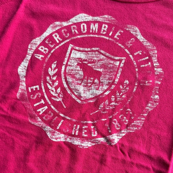 ❤️ Abercrombie & Fitch XS Vintage 3/4 sleeve Fuscia Logo Top Chic Stylish - Picture 8 of 8